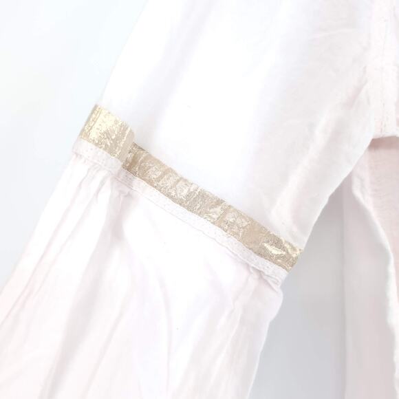 Free People Pink Shimmers And Stripe Slouchy Button Up Shirt Women's Size M -GUC - Picture 6 of 14